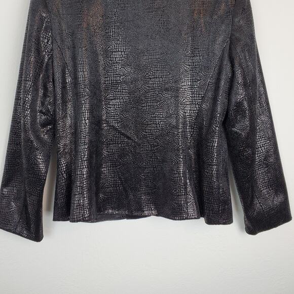 Cache Jacket Snakeskin Reptile Shiny Textured Edgy Black Vintage Size 10 - Picture 7 of 11